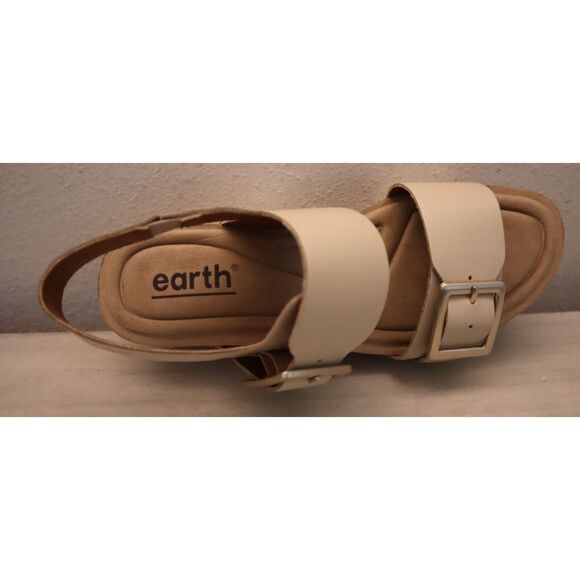 Earth Women's 8.5M Light Natural/Beige Leather Willa Mid Cork Wedge Sandals - Picture 8 of 13